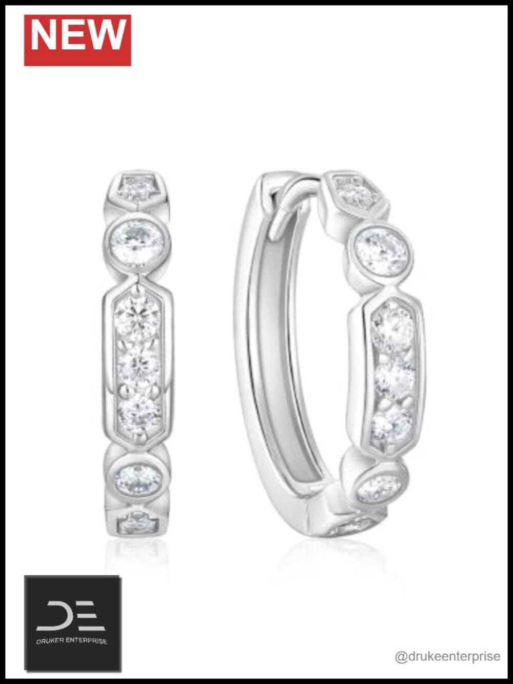 15mm Moissanite Hoop Earrings 925 Sterling Silver 0.29ct